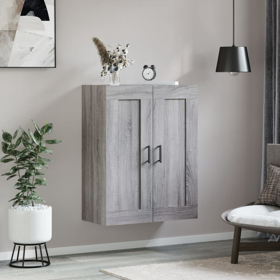Wandkast 69,5X34X90 Cm Bewerkt Hout Grijs Sonoma Eikenkleurig