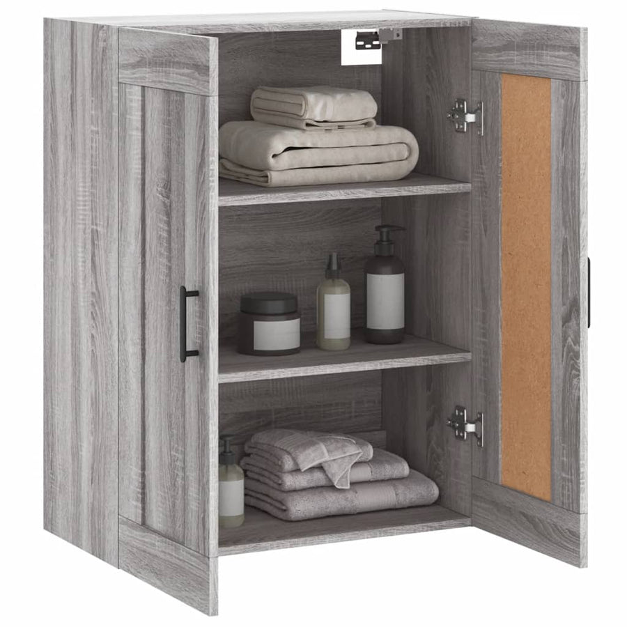 Wandkast 69,5X34X90 Cm Bewerkt Hout Grijs Sonoma Eikenkleurig