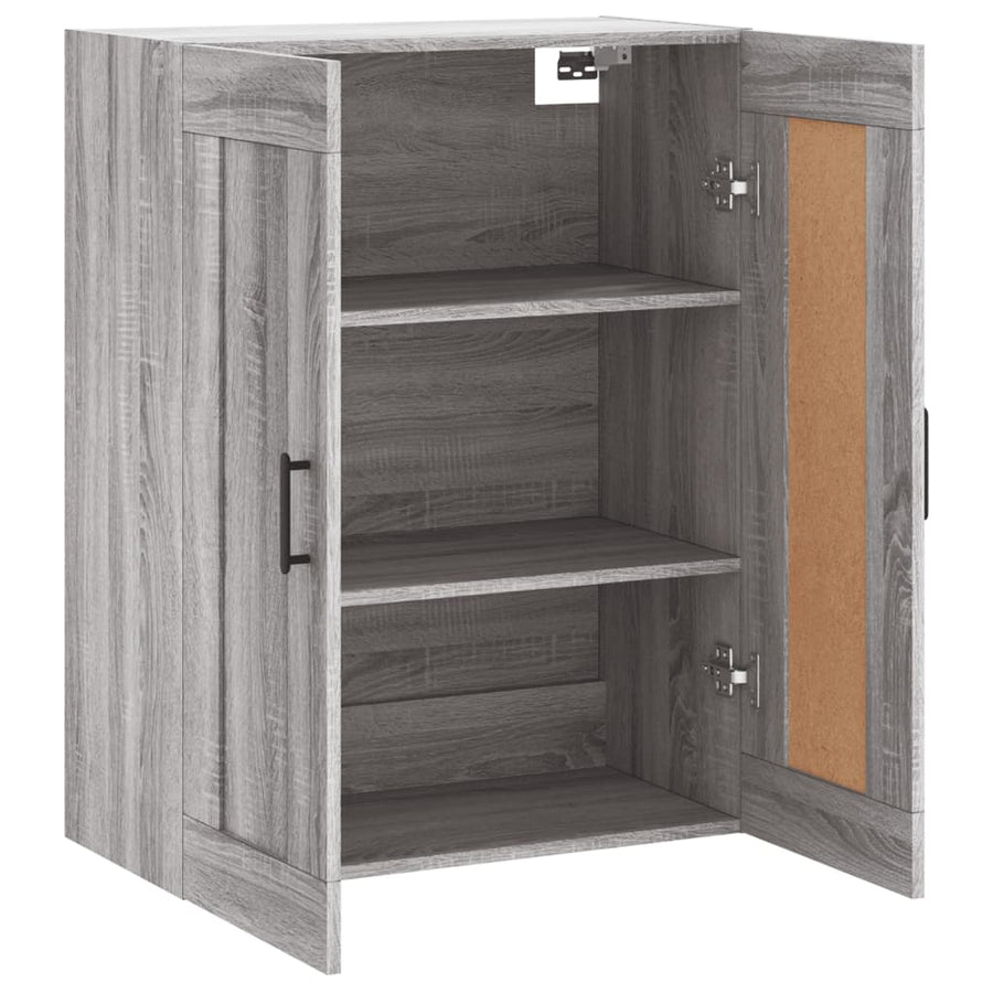 Wandkast 69,5X34X90 Cm Bewerkt Hout Grijs Sonoma Eikenkleurig