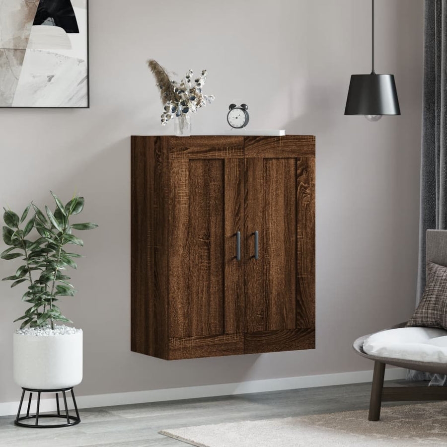 Wandkast 69,5X34X90 Cm Bewerkt Hout Bruin Eikenkleur