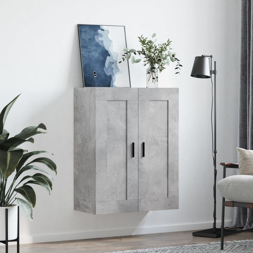 Wandkast 69,5X34X90 Cm Bewerkt Hout Betongrijs