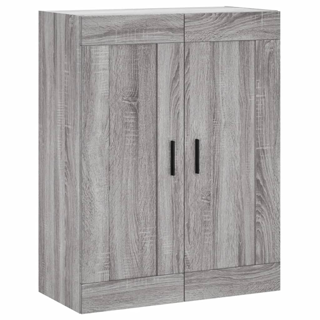 Wandkast 69,5X34X90 Cm Bewerkt Hout Eikenkleurig Grijs sonoma