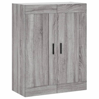 Wandkast 69,5X34X90 Cm Bewerkt Hout Eikenkleurig Grijs sonoma