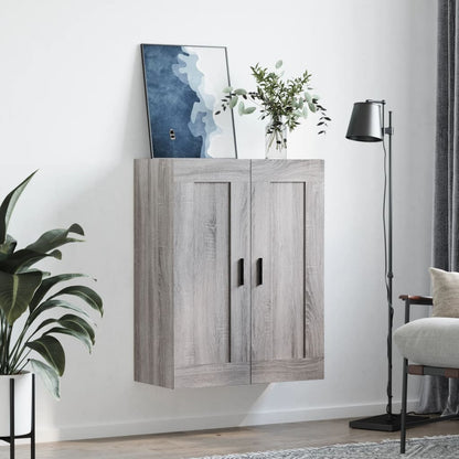 Wandkast 69,5X34X90 Cm Bewerkt Hout Eikenkleurig Grijs sonoma