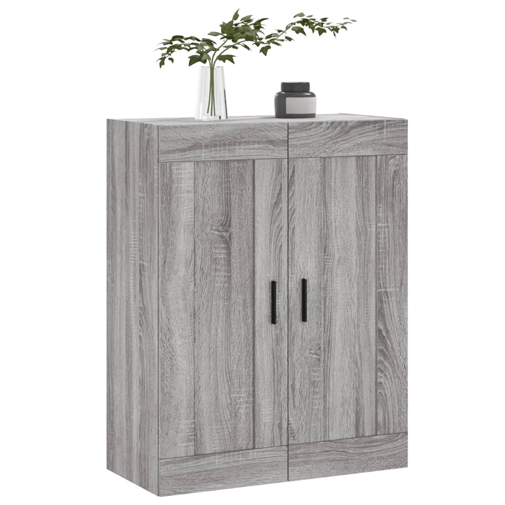 Wandkast 69,5X34X90 Cm Bewerkt Hout Eikenkleurig Grijs sonoma