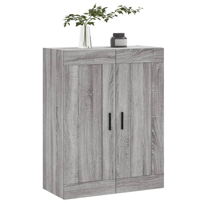 Wandkast 69,5X34X90 Cm Bewerkt Hout Eikenkleurig Grijs sonoma