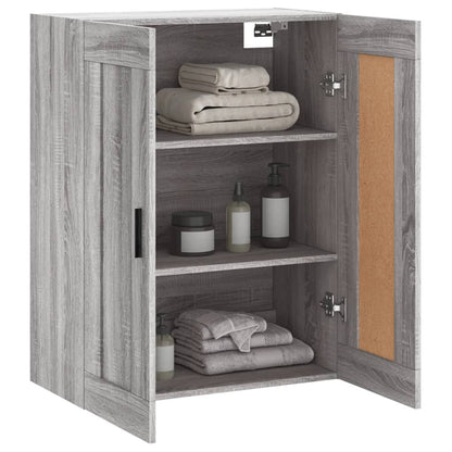 Wandkast 69,5X34X90 Cm Bewerkt Hout Eikenkleurig Grijs sonoma