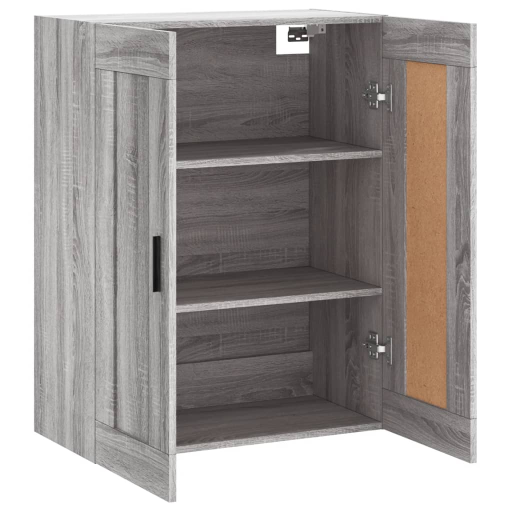 Wandkast 69,5X34X90 Cm Bewerkt Hout Eikenkleurig Grijs sonoma