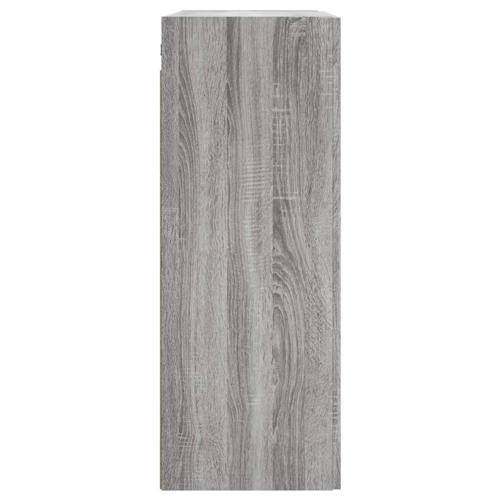 Wandkast 69,5X34X90 Cm Bewerkt Hout Eikenkleurig Grijs sonoma