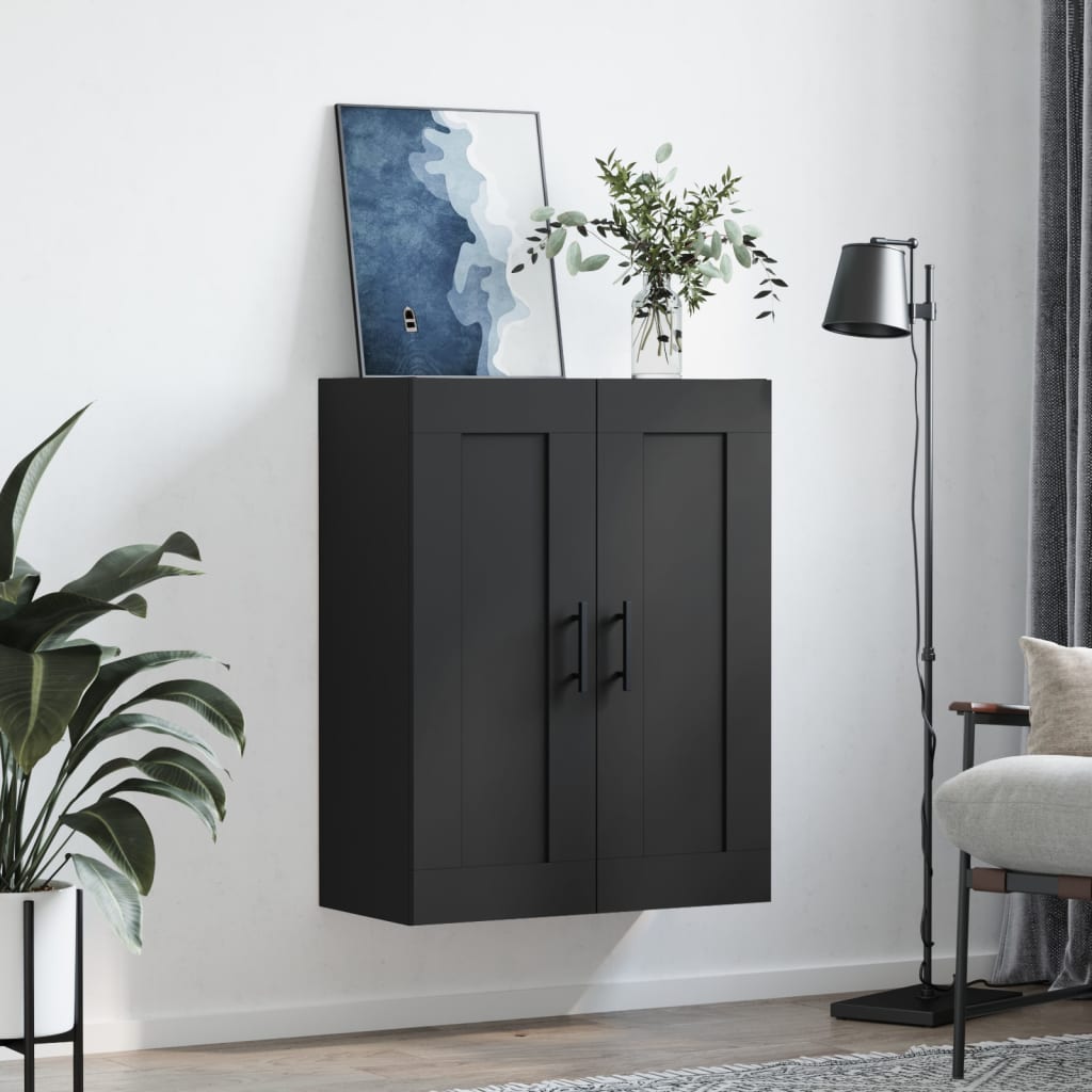 Wandkast 69,5X34X90 Cm Bewerkt Hout Zwart