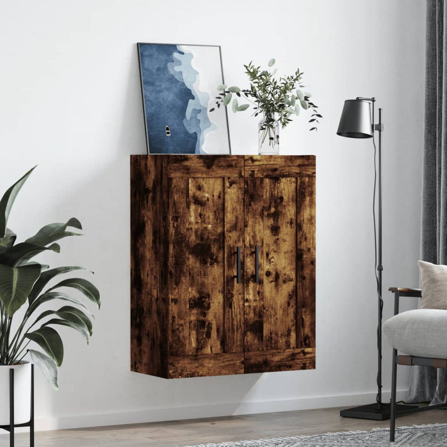 Wandkast 69,5X34X90 Cm Bewerkt Hout Gerookt Eikenkleurig