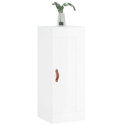 Wandkast 34,5X34X90 Cm Bewerkt Hout Hoogglans Wit