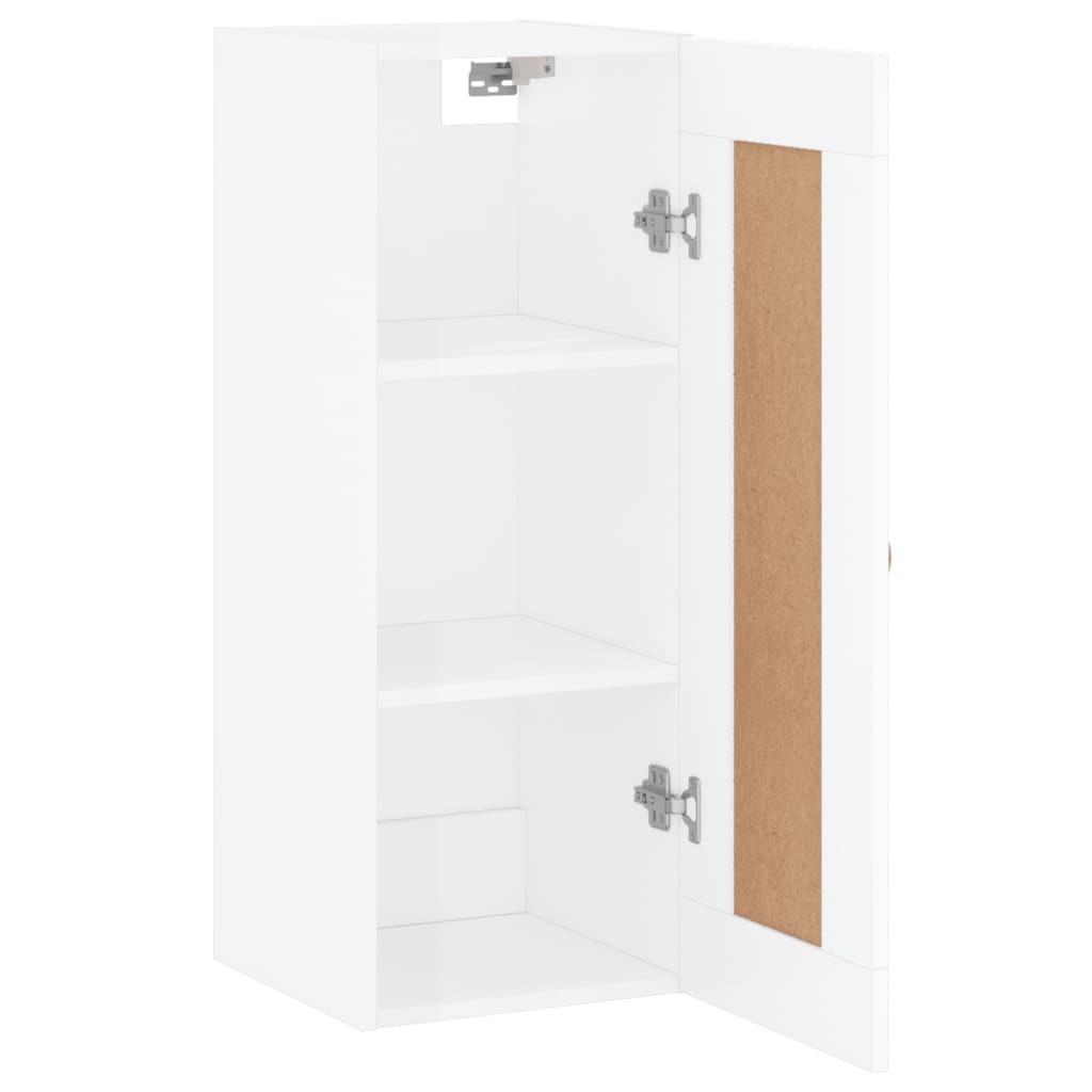 Wandkast 34,5X34X90 Cm Bewerkt Hout Hoogglans Wit