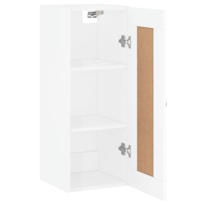 Wandkast 34,5X34X90 Cm Bewerkt Hout Hoogglans Wit