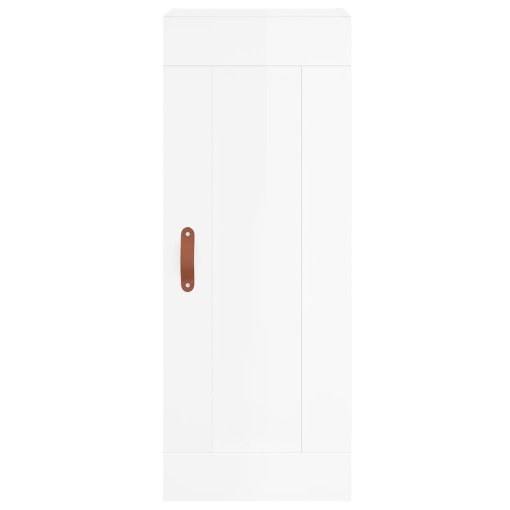Wandkast 34,5X34X90 Cm Bewerkt Hout Hoogglans Wit