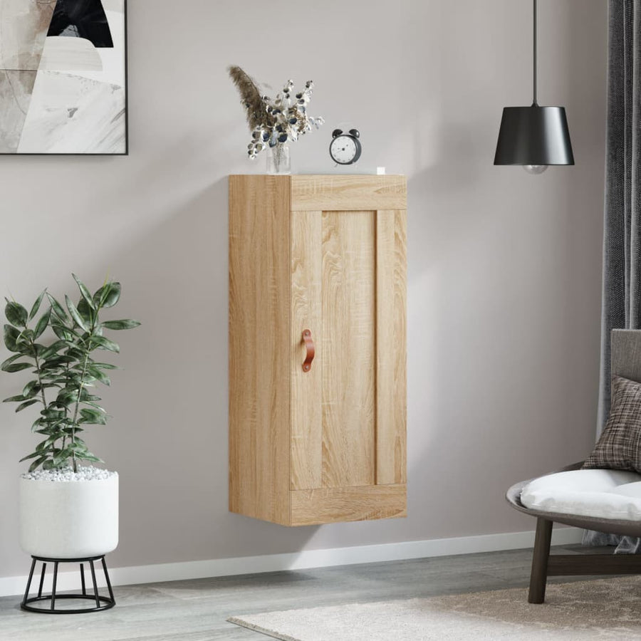 Wandkast 34,5X34X90 Cm Bewerkt Hout Kleurig Sonoma eiken