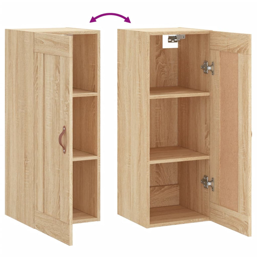 Wandkast 34,5X34X90 Cm Bewerkt Hout Kleurig Sonoma eiken