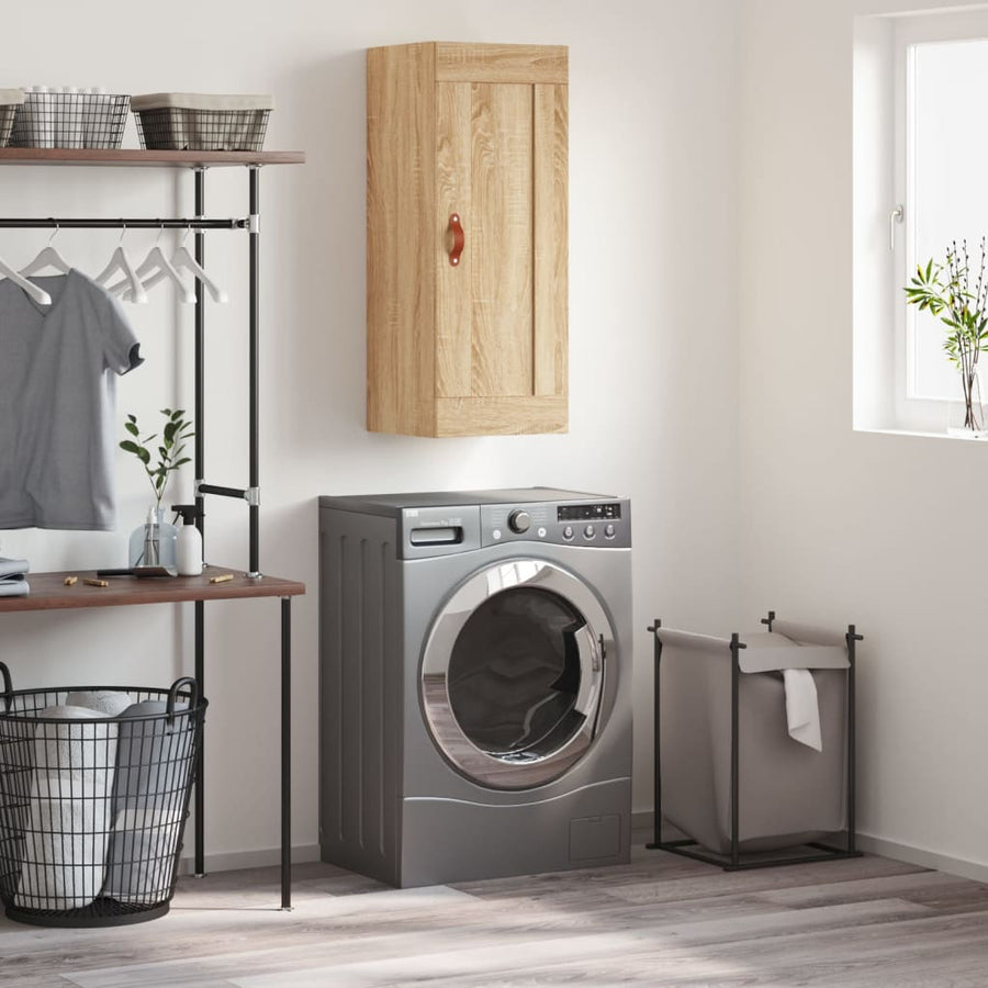Wandkast 34,5X34X90 Cm Bewerkt Hout Kleurig Sonoma eiken