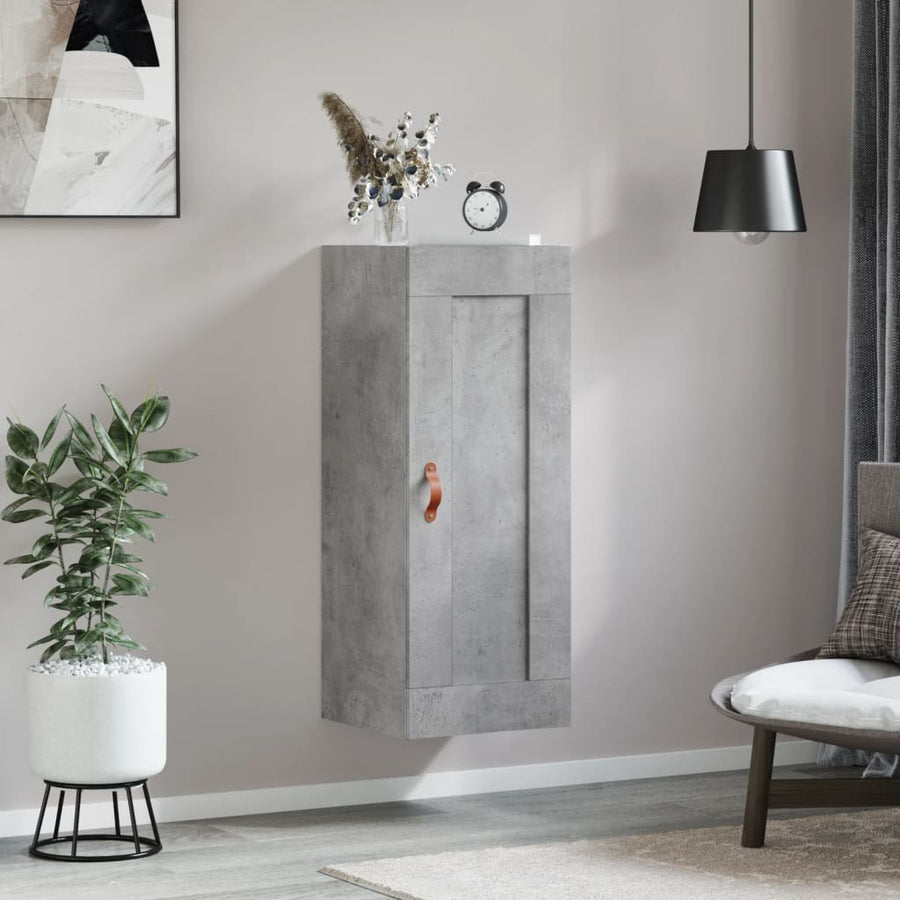 Wandkast 34,5X34X90 Cm Bewerkt Hout Betongrijs