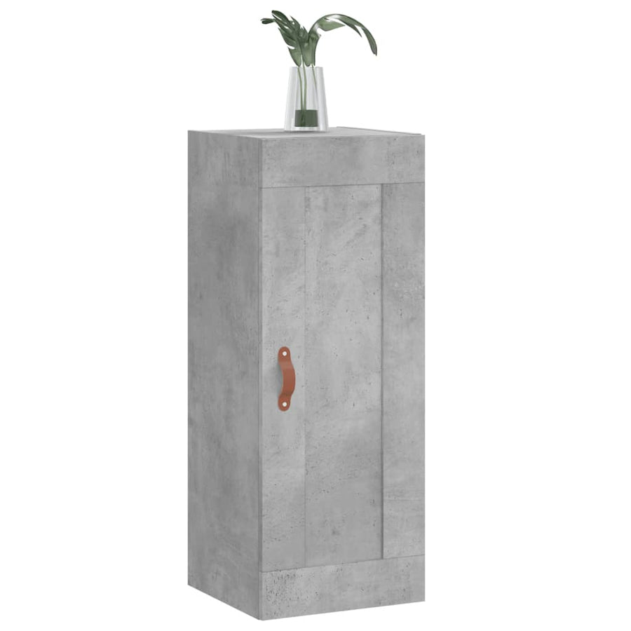 Wandkast 34,5X34X90 Cm Bewerkt Hout Betongrijs