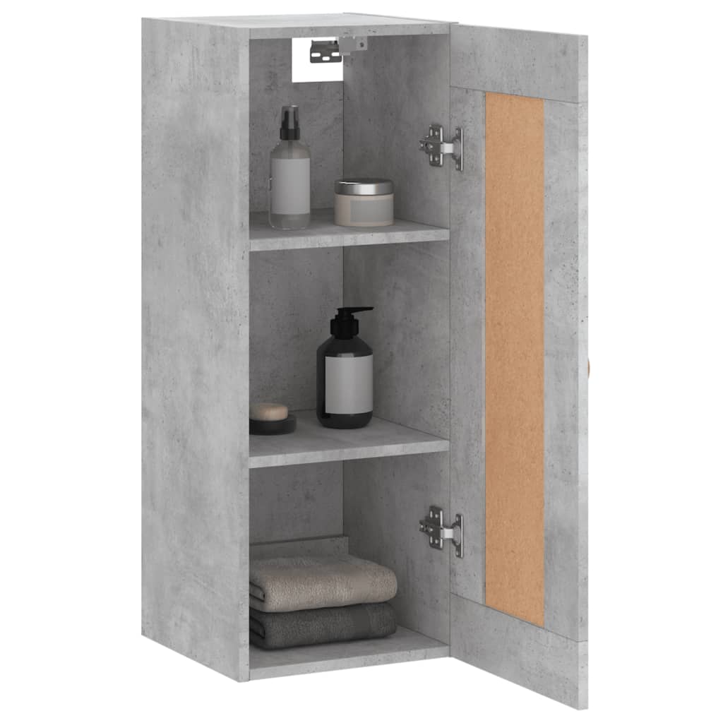 Wandkast 34,5X34X90 Cm Bewerkt Hout Betongrijs