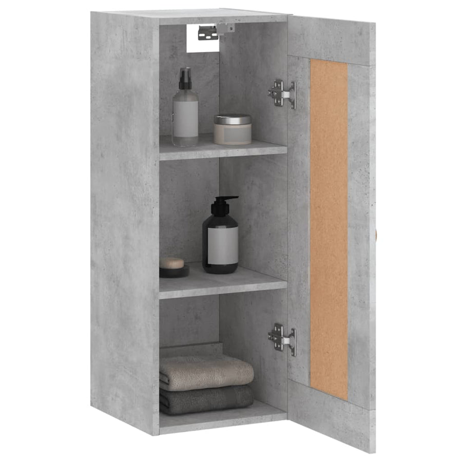 Wandkast 34,5X34X90 Cm Bewerkt Hout Betongrijs