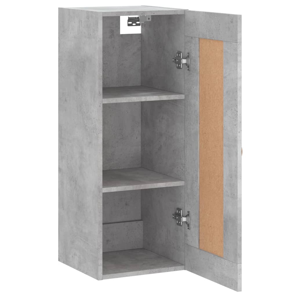 Wandkast 34,5X34X90 Cm Bewerkt Hout Betongrijs