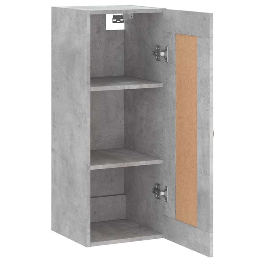 Wandkast 34,5X34X90 Cm Bewerkt Hout Betongrijs