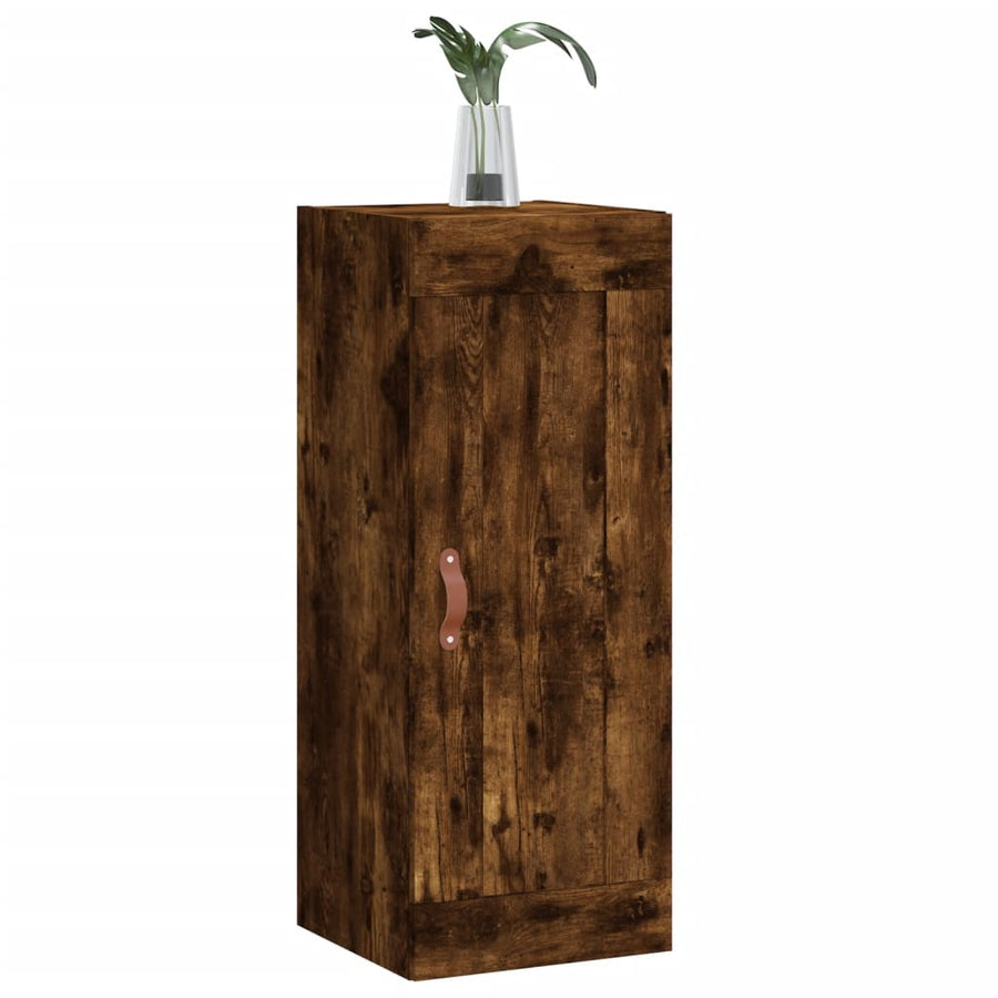 Wandkast 34,5X34X90 Cm Bewerkt Hout Kleurig Gerookt eiken