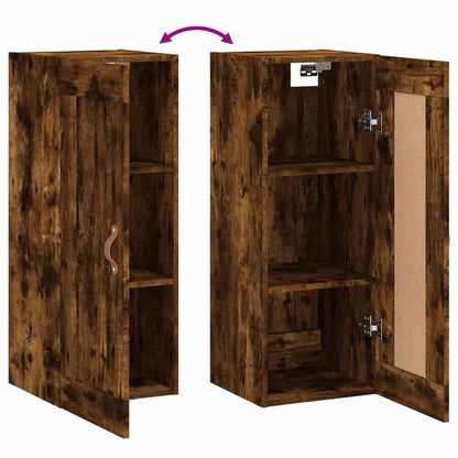 Wandkast 34,5X34X90 Cm Bewerkt Hout Kleurig Gerookt eiken