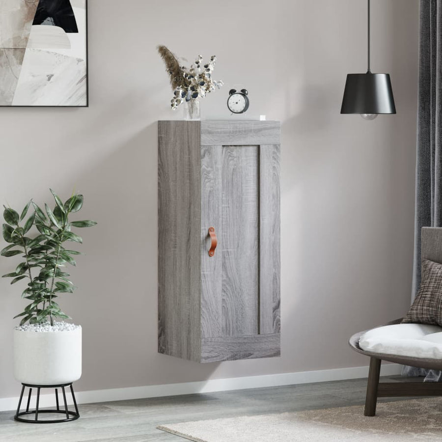 Wandkast 34,5X34X90 Cm Bewerkt Hout Grijs Sonoma Eikenkleurig