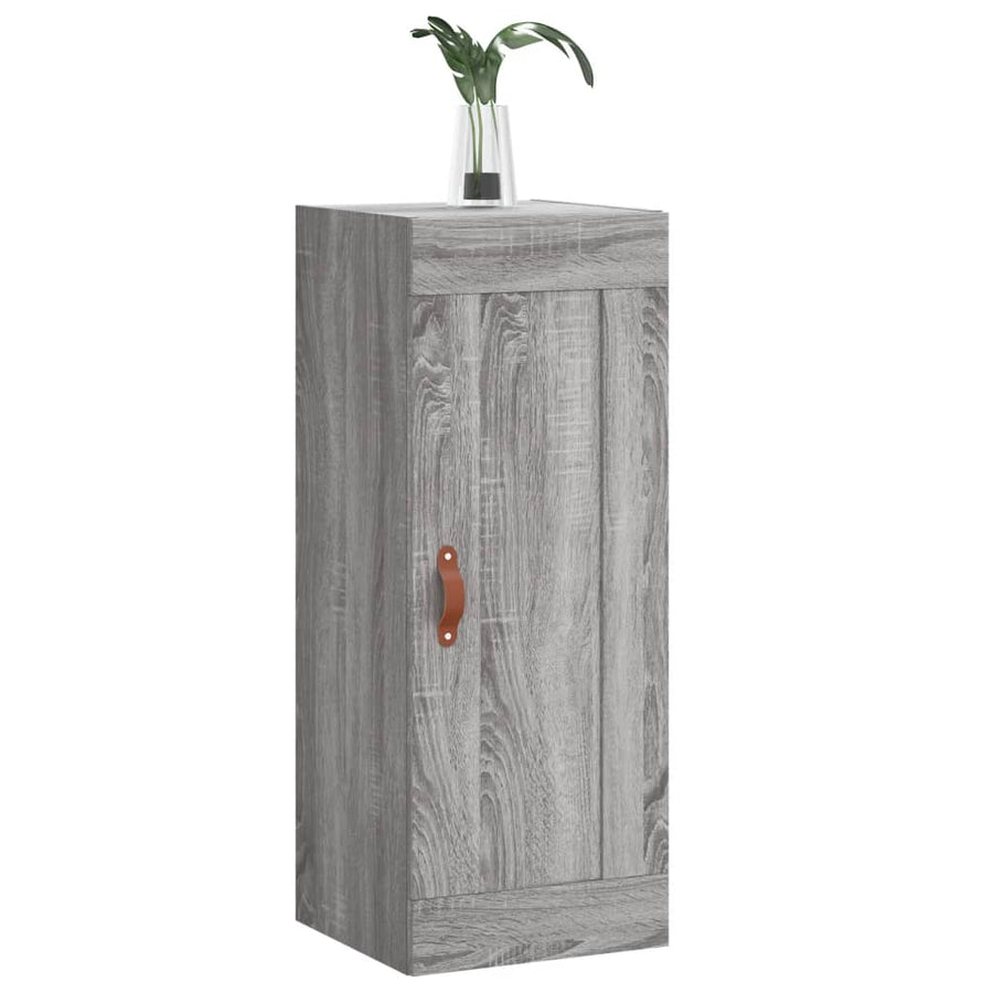 Wandkast 34,5X34X90 Cm Bewerkt Hout Grijs Sonoma Eikenkleurig