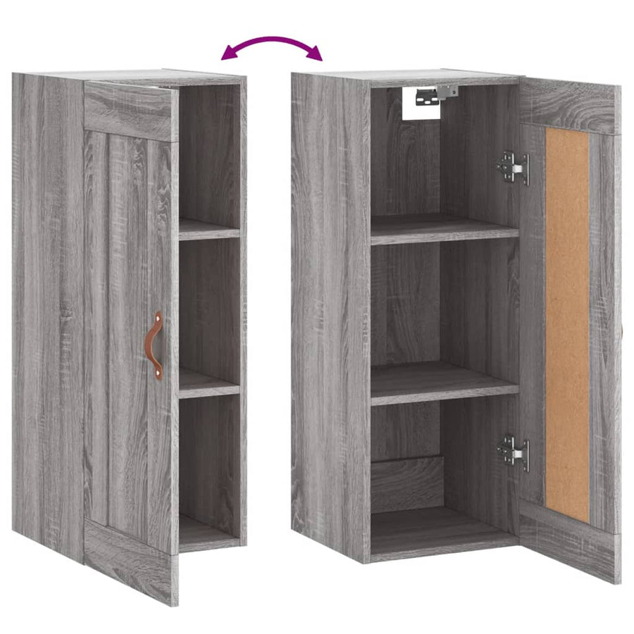 Wandkast 34,5X34X90 Cm Bewerkt Hout Grijs Sonoma Eikenkleurig