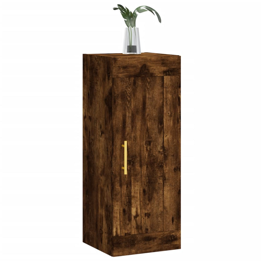 Wandkast 34,5X34X90 Cm Bewerkt Hout Gerookt Eikenkleurig