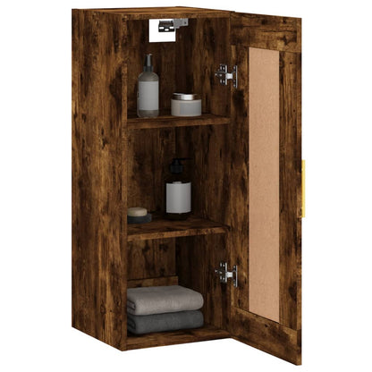 Wandkast 34,5X34X90 Cm Bewerkt Hout Gerookt Eikenkleurig