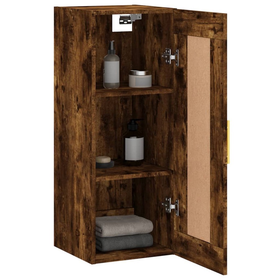Wandkast 34,5X34X90 Cm Bewerkt Hout Gerookt Eikenkleurig