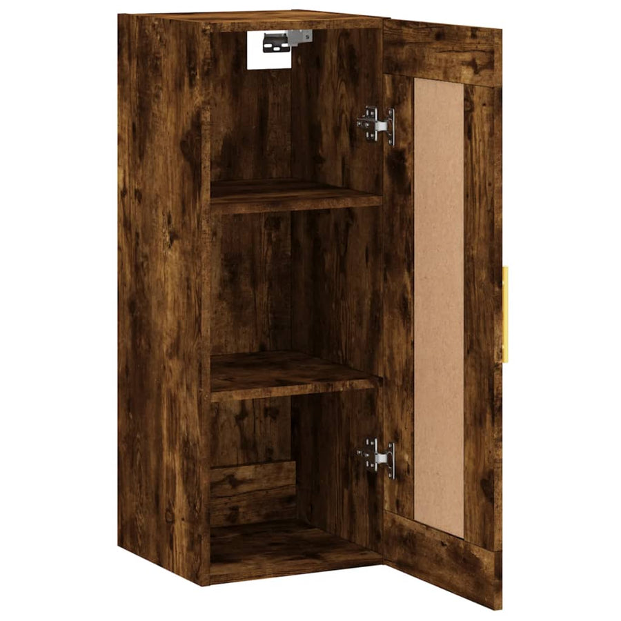 Wandkast 34,5X34X90 Cm Bewerkt Hout Gerookt Eikenkleurig