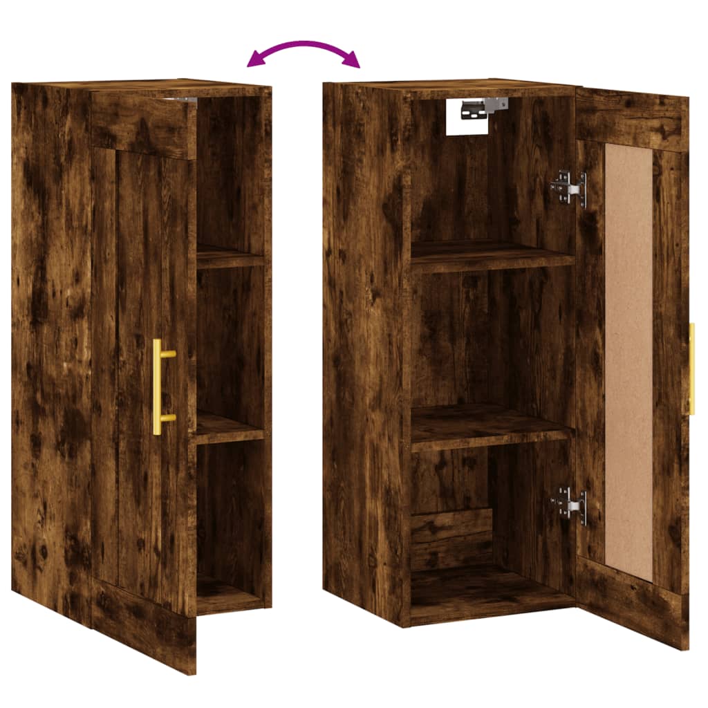 Wandkast 34,5X34X90 Cm Bewerkt Hout Gerookt Eikenkleurig