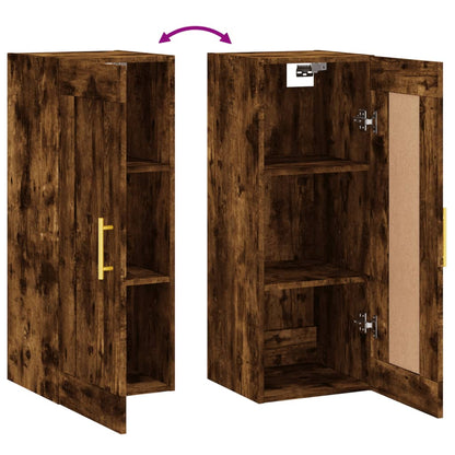 Wandkast 34,5X34X90 Cm Bewerkt Hout Gerookt Eikenkleurig