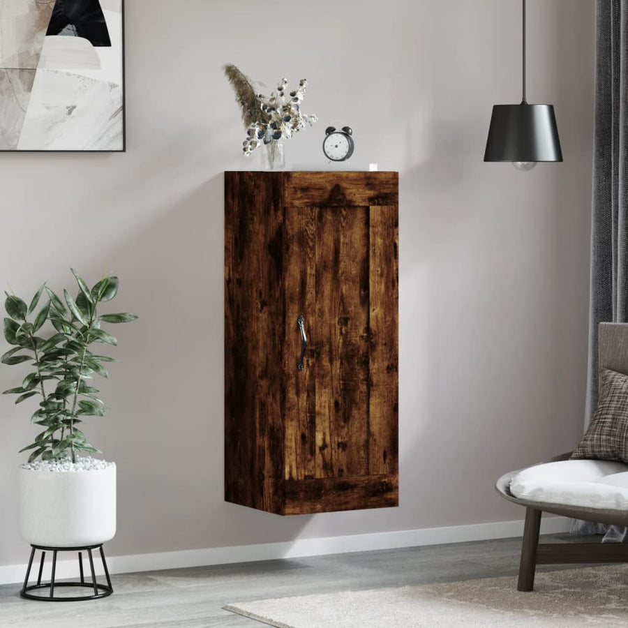 Wandkast 34,5X34X90 Cm Bewerkt Hout Gerookt Eikenkleurig