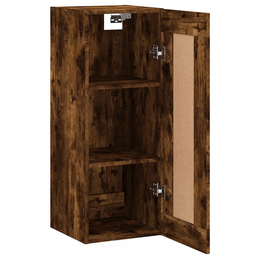 Wandkast 34,5X34X90 Cm Bewerkt Hout Gerookt Eikenkleurig