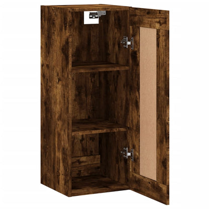 Wandkast 34,5X34X90 Cm Bewerkt Hout Gerookt Eikenkleurig