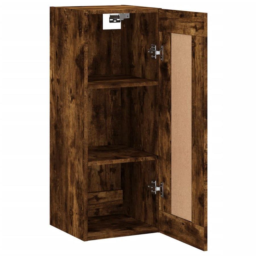 Wandkast 34,5X34X90 Cm Bewerkt Hout Gerookt Eikenkleurig