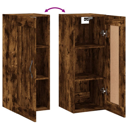 Wandkast 34,5X34X90 Cm Bewerkt Hout Gerookt Eikenkleurig