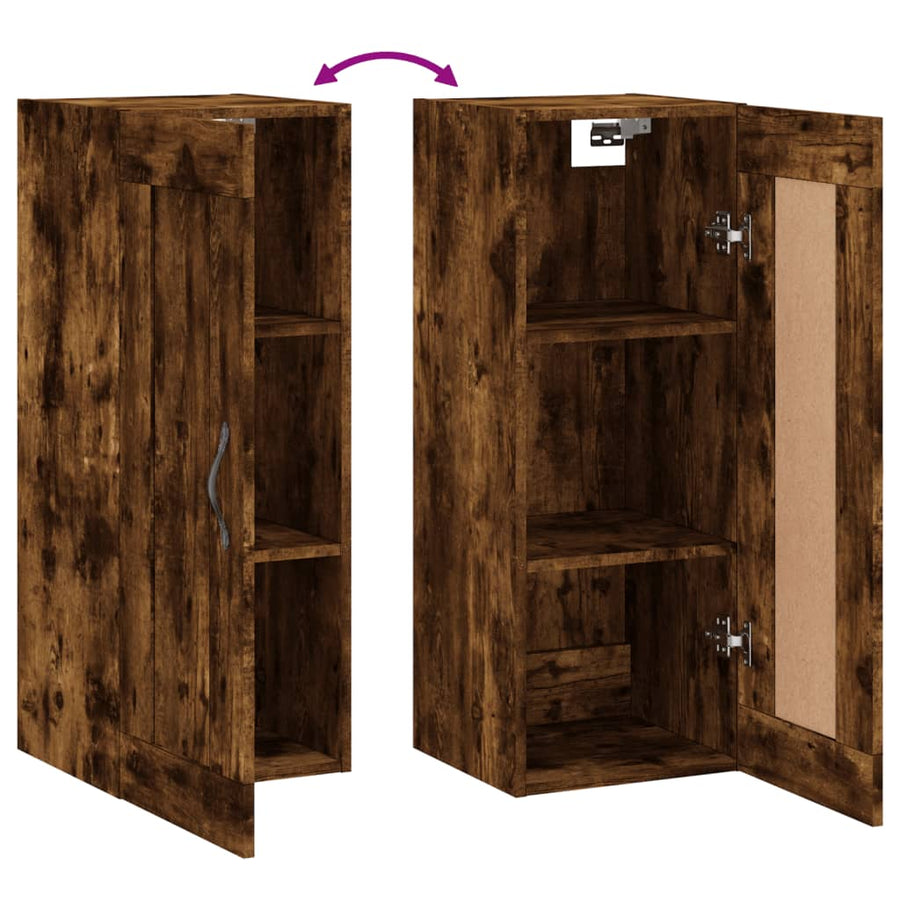 Wandkast 34,5X34X90 Cm Bewerkt Hout Gerookt Eikenkleurig