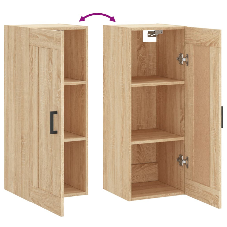 Wandkast 34,5X34X90 Cm Bewerkt Hout Sonoma Eikenkleurig
