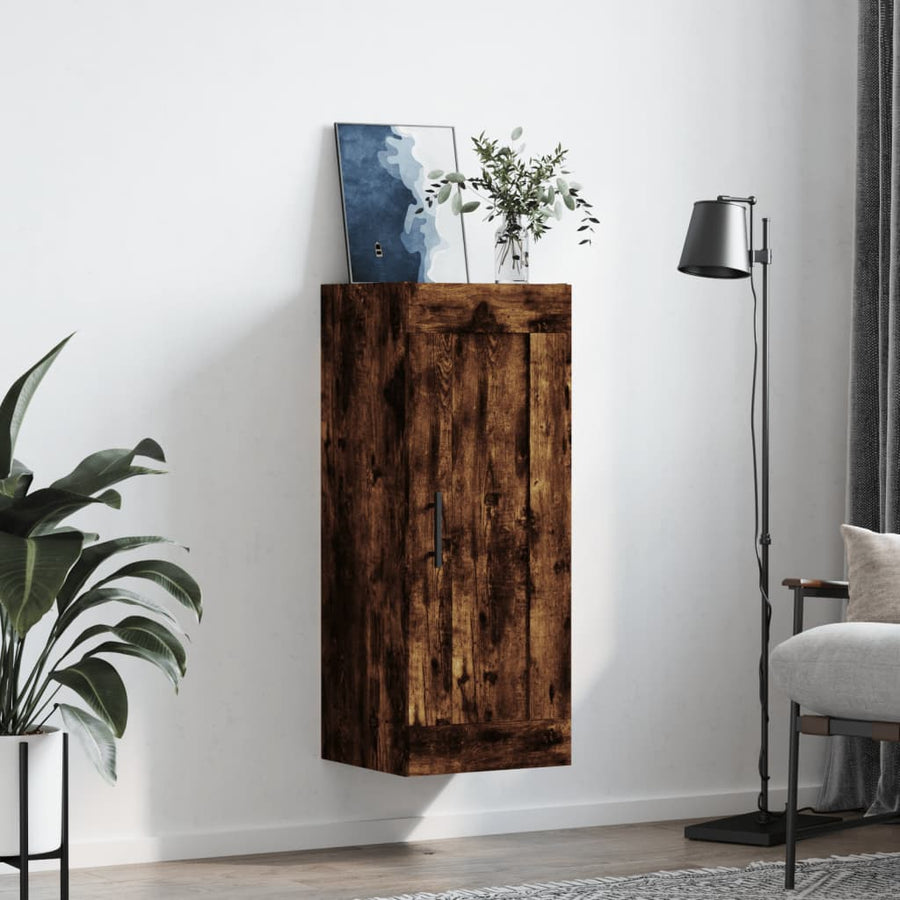 Wandkast 34,5X34X90 Cm Bewerkt Hout Gerookt Eikenkleurig