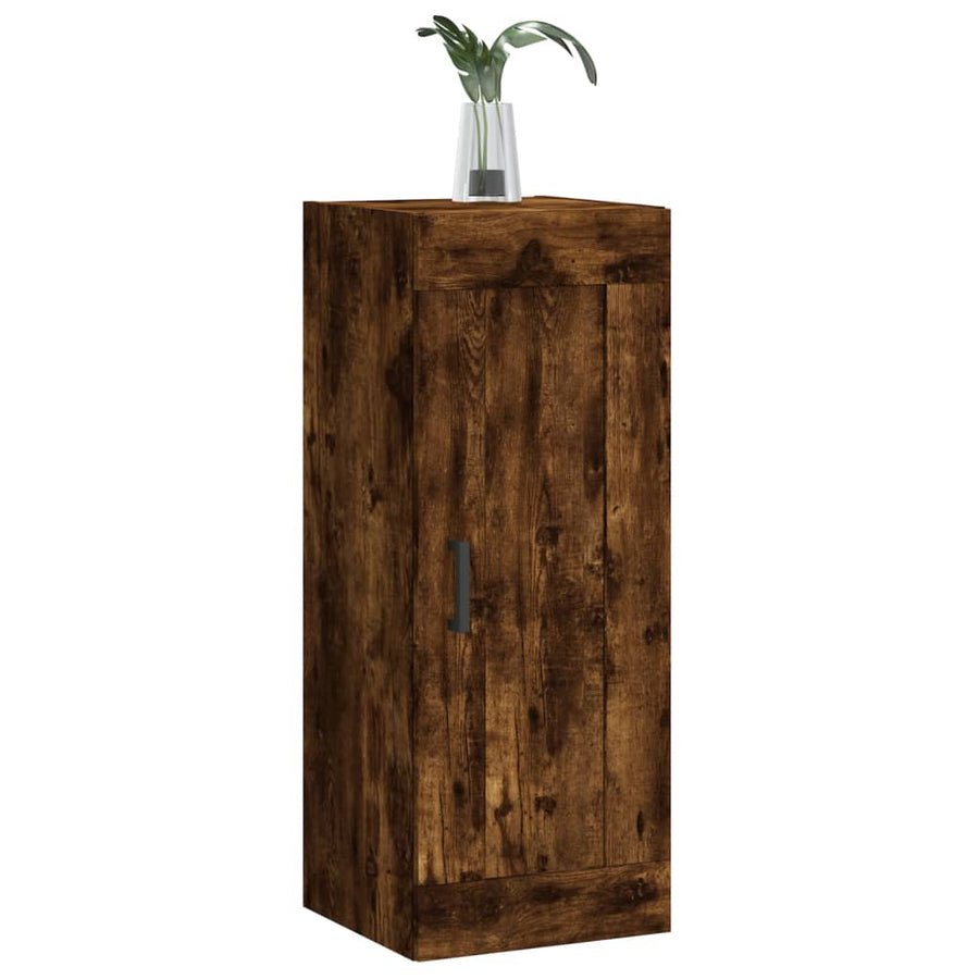 Wandkast 34,5X34X90 Cm Bewerkt Hout Gerookt Eikenkleurig