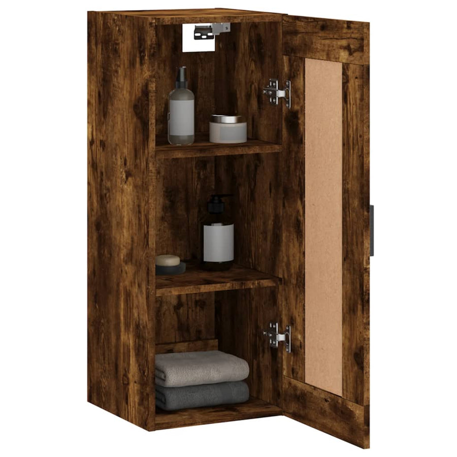 Wandkast 34,5X34X90 Cm Bewerkt Hout Gerookt Eikenkleurig