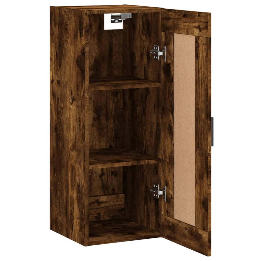 Wandkast 34,5X34X90 Cm Bewerkt Hout Gerookt Eikenkleurig